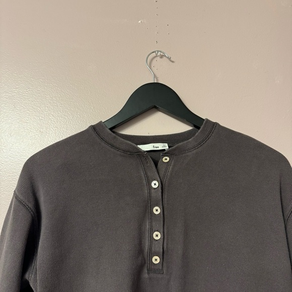 Artizia Wilfred Free Mavis Ribbed Crop Longsleeve Shirt Brown Women  Size XS - Picture 2 of 5